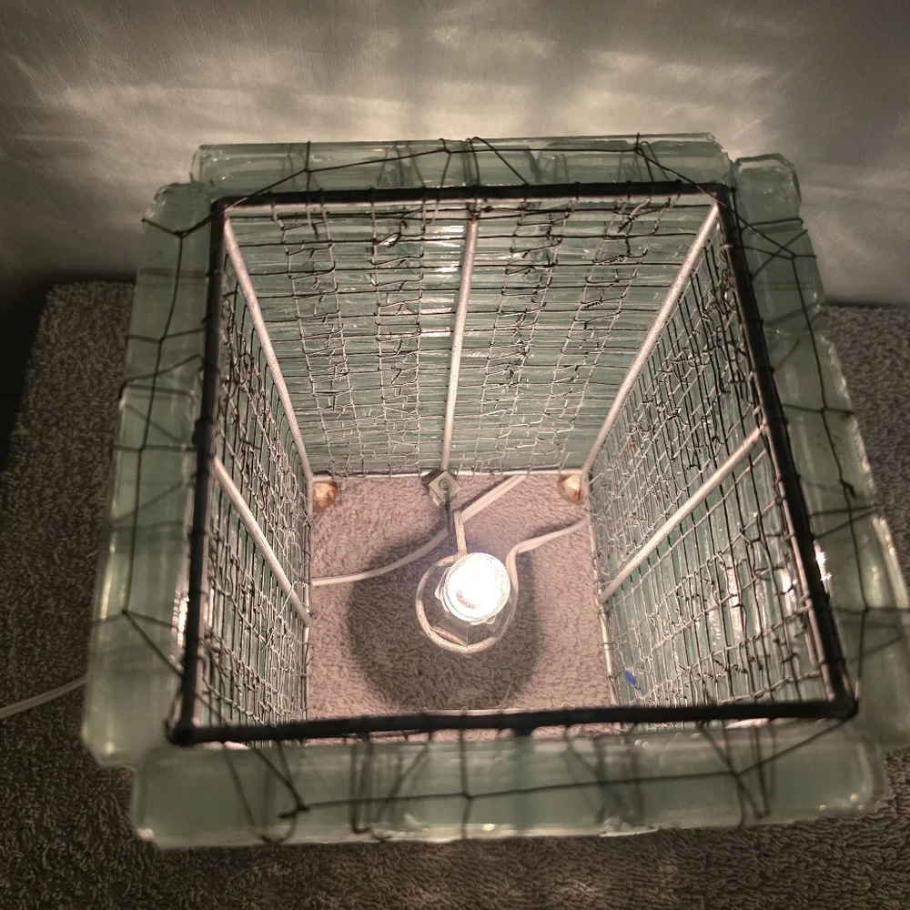 Glass Stacked Table Lamp with Light Green Hue